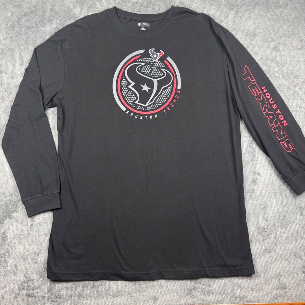 NFL Team Apparel Houston Texans Long Sleeve Shirt Black Mens 2XT Tall Cotton